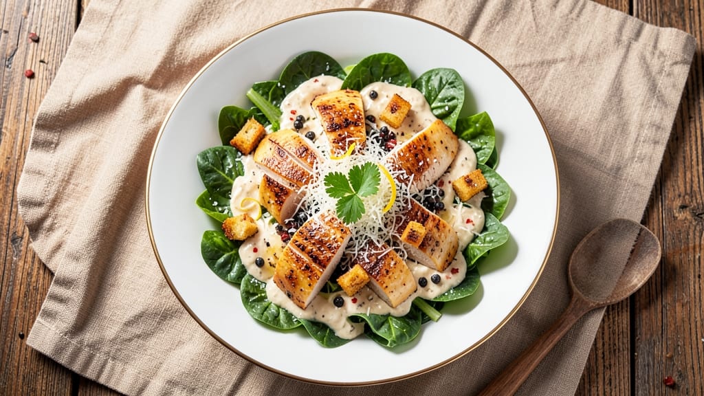 Caesar Salad With Chicken Breast Recipe: Grilled Chicken and Crispy Croutons in 25 Minutes