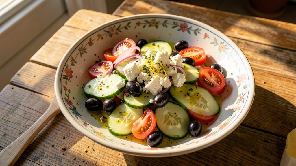 Athenian Salad Recipe: Crisp Cucumbers, Tomato, and Feta Magic