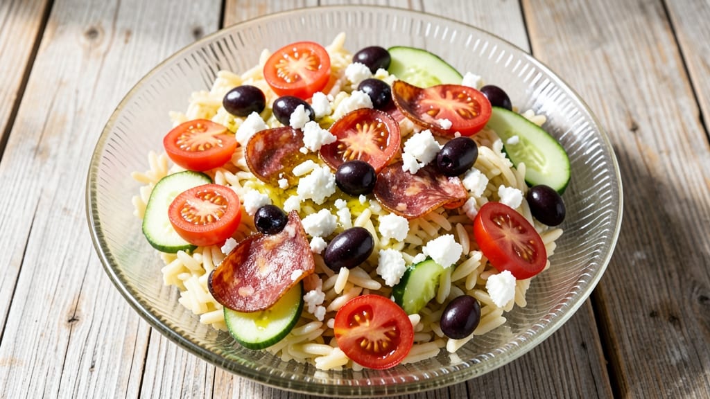Greek Pasta Salad Recipe with Salami: Mediterranean Crunch Meets Savory Bite