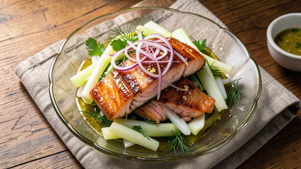 Candied Salmon Salad Recipe: Sweet Glazed Fish Over Crisp Celery Crowns