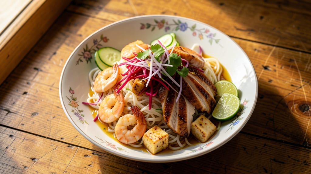 Asian Thai Salad Recipe: Tangy Lime-Lime Dressing With Crispy Rice Noodle Twists