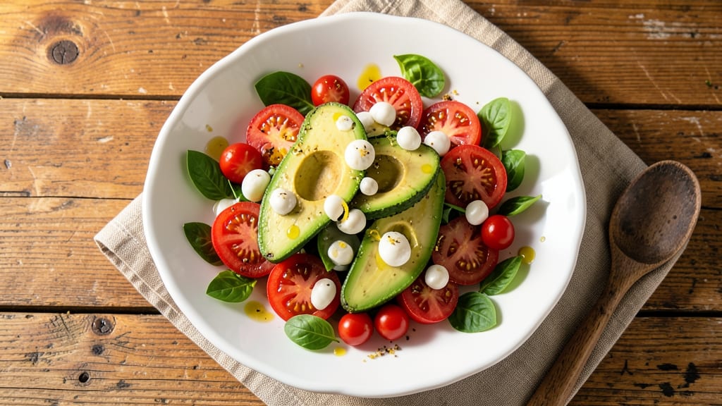 Avocado, Tomato, and Mozzarella Salad Recipe: Bright Italian Flavors in 15 Minutes