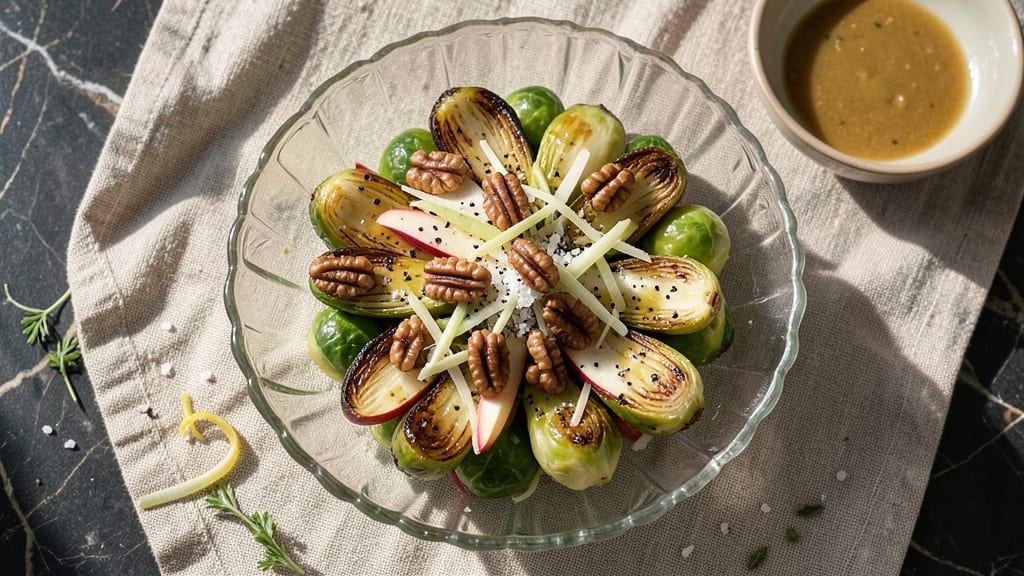 Brussels Sprouts Salad Recipe Cold: Crispy Roasted Bites Over Tangy Dijon Vinaigrette