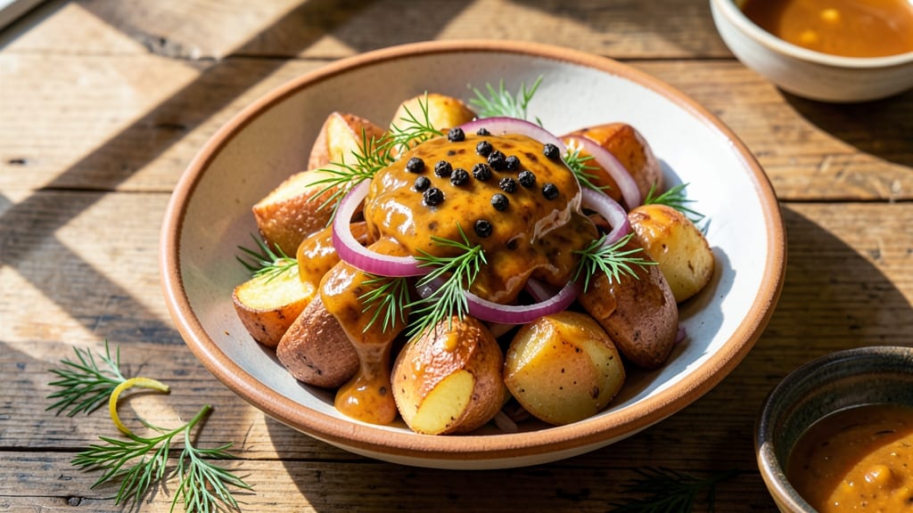 Authentic Cold German Potato Salad Recipe: Vinegar-Based Crunch With Mustard and Bacon Bites