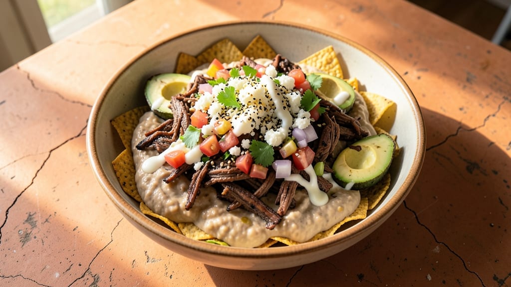 Authentic Mexican Taco Salad Recipe: Crunchy Tortilla Chips Topped With Zesty Lime Crema
