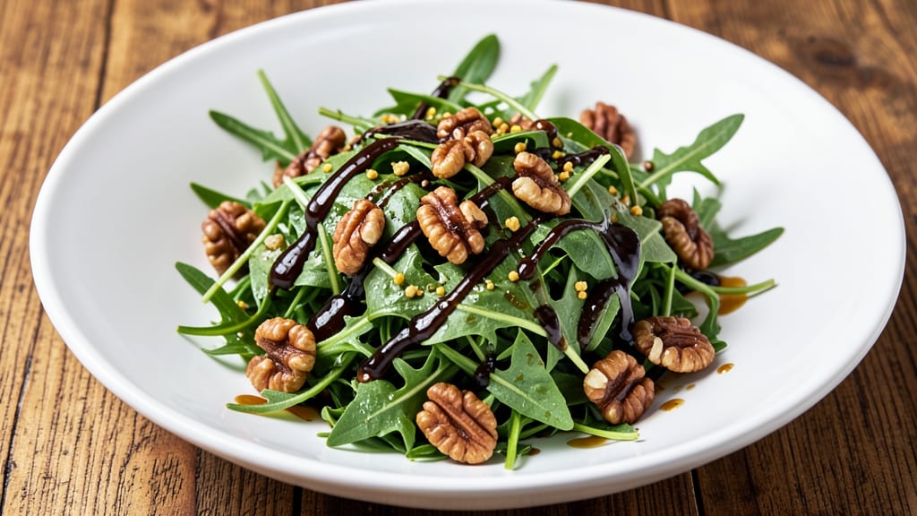 Arugula Side Salad Recipe: Peppery Greens With Crunchy Walnut Twist