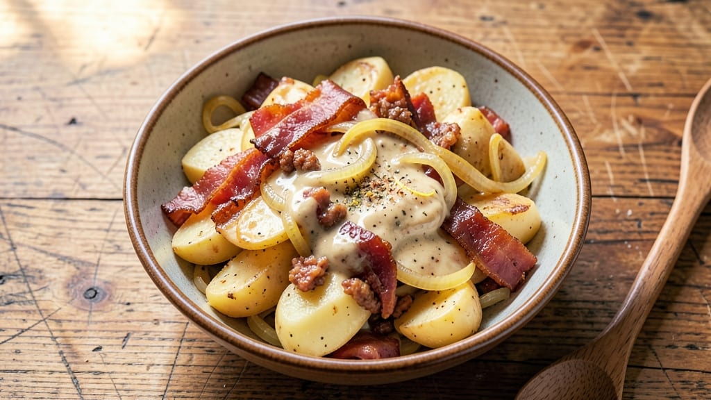 Betty Crocker's Hot German Potato Salad Recipe: Smoky Bacon and Mustard Cream Cheese Bliss