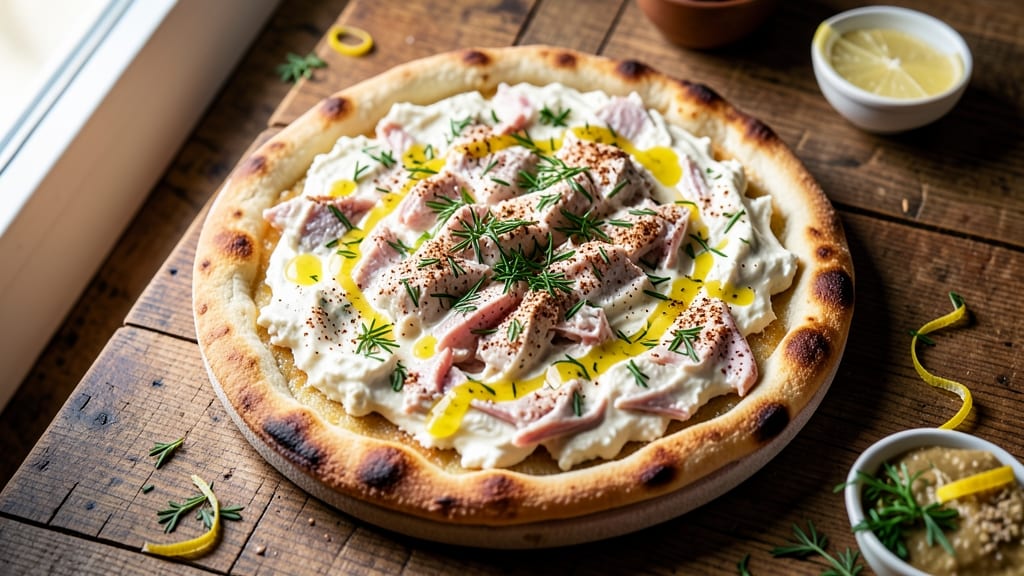 Anthony's Coal-Fired Pizza Tuna Salad Recipe: Charred Crust Meets Smoky Herb Cream Cheese Bliss