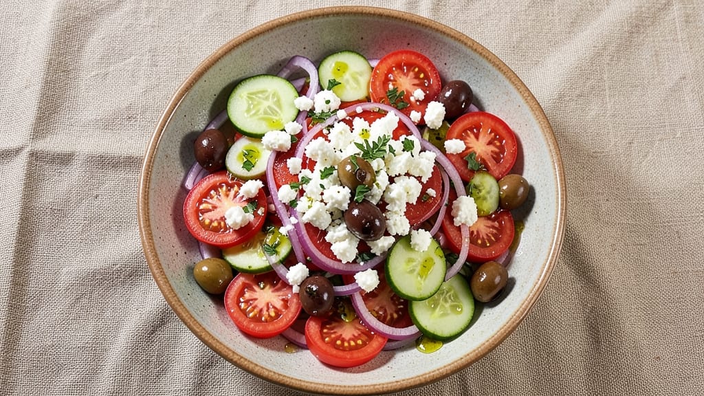 American Greek Salad Recipe: Classic Crunch With Tangy Feta and Kalamata Magic