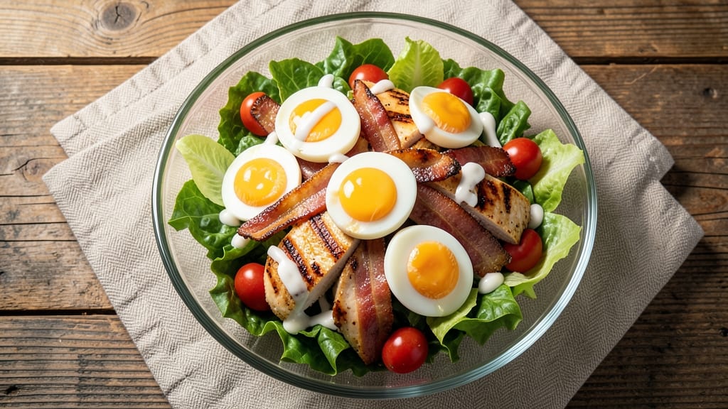 Chick Fil a Cobb Salad Recipe Copycat: Smoky Bacon Crunch Over Creamy Herb Dressing Bliss