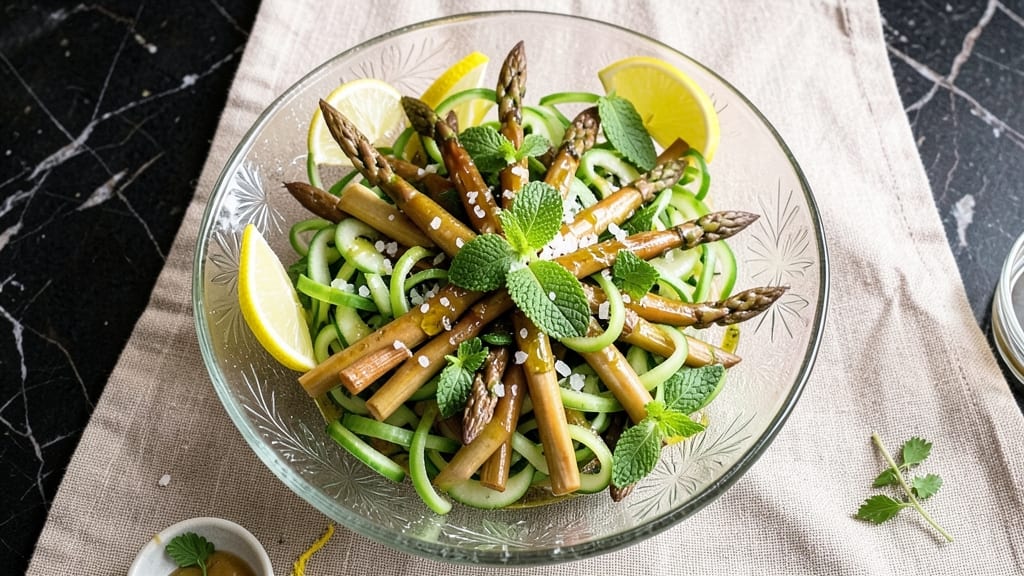 Asparagus and Cucumber Salad Recipe: Crispy Blanched Greens and Cool Mint-Lime Zing