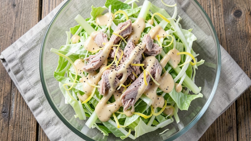 Cabbage and Tuna Salad Recipe: Crisp Celery Crowns Over Smoky Mayo Bliss