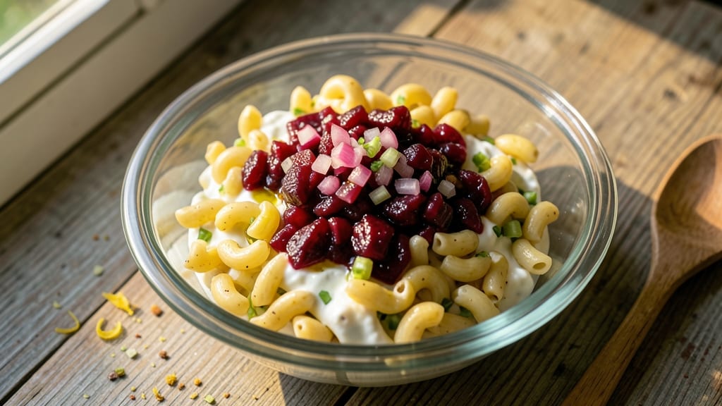 Macaroni Salad Recipe With Sweet Relish: Creamy Yogurt Base and Crunchy Celery Bites