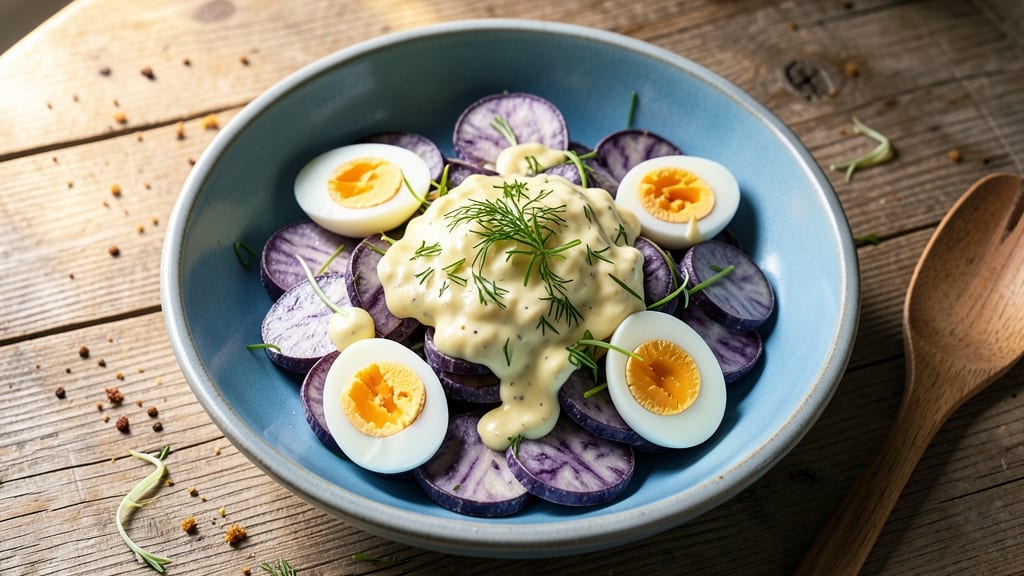 Blue Potato Salad Recipe: Deep Purple Vibrancy With Herbed Cream Cheese Bliss