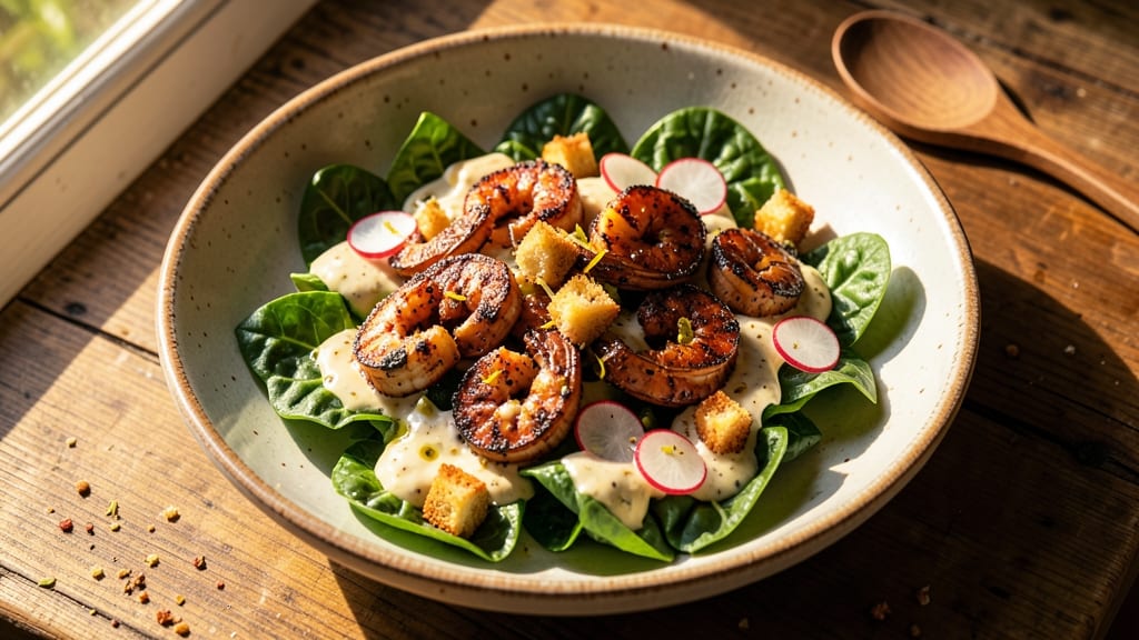 Blackened Shrimp Caesar Salad Recipe: Smoky Spice Crunch Meets Creamy Herb Bliss