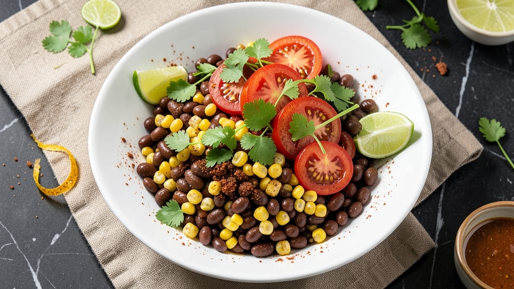 Black Bean, Corn, Tomato, and Cilantro Salad Recipe: Zesty Lime and Chili Freshness in 15 Minutes