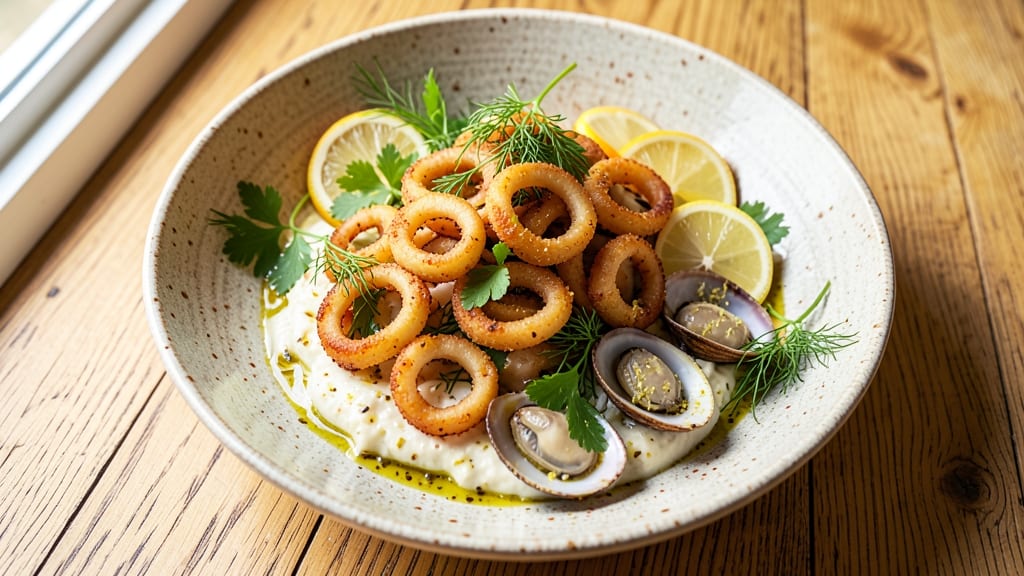 Calamari and Scungilli Salad Recipe: Crispy Seafood Over Zesty Lemon-Herb Bliss