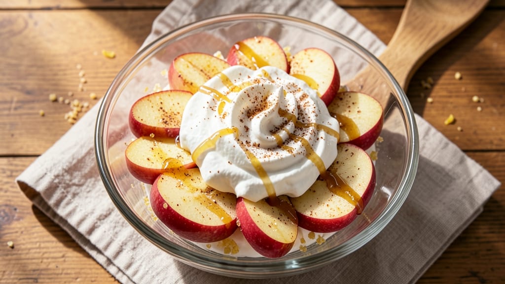 Apple Salad With Whipped Cream Recipe: Warm Spiced Apple Crunch Meets Light Clouds