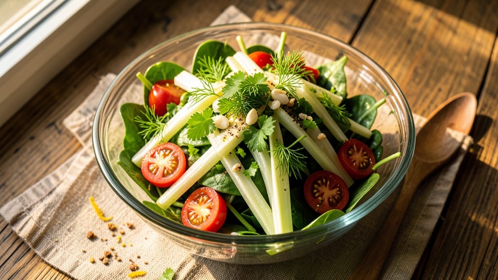 Arranged Salad Recipe: Stacked Layers of Crisp Celery and Creamy Herb Bliss