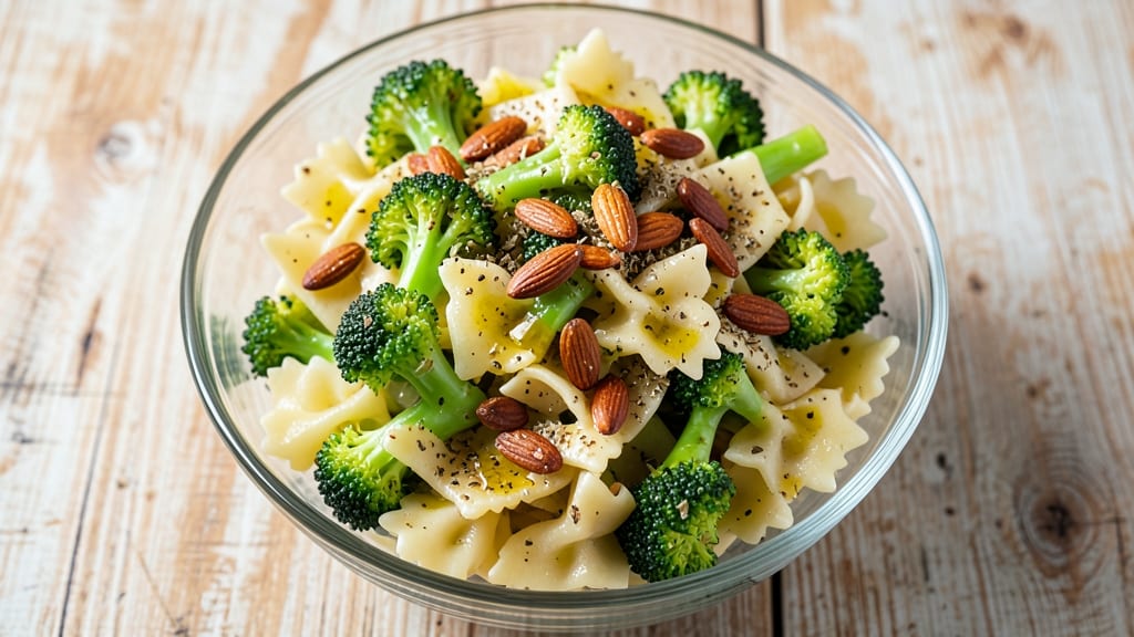 Broccoli Bow Tie Pasta Salad Recipe: Crisp-Tossed Greens and Almond Crunch Magic