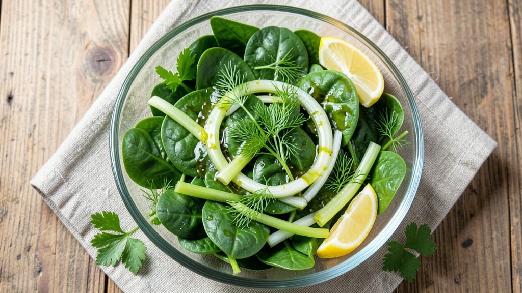 Baby Spinach Salad Recipe: Crisp Celery Crowns Over Creamy Lemon Herb Bliss