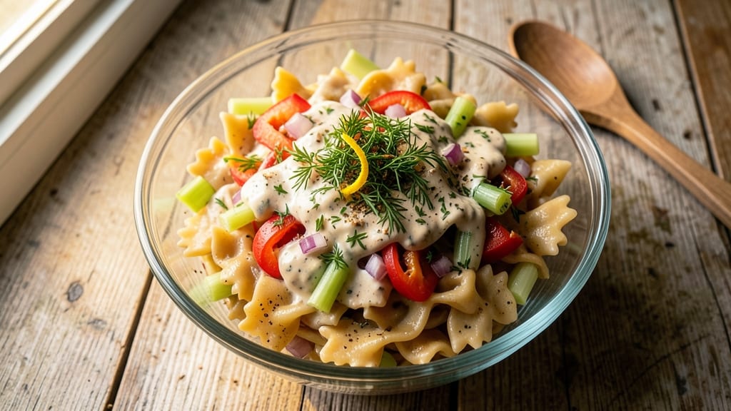 Bow Tie Pasta Salad Recipe With Ranch Dressing: Celery Crown Crunch Meets Creamy Herb Bliss