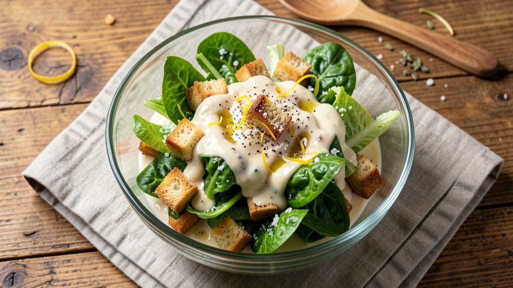 Caesar Side Salad Recipe: Smoky Garlic-Anchovy Dressing With Crispy Croutons